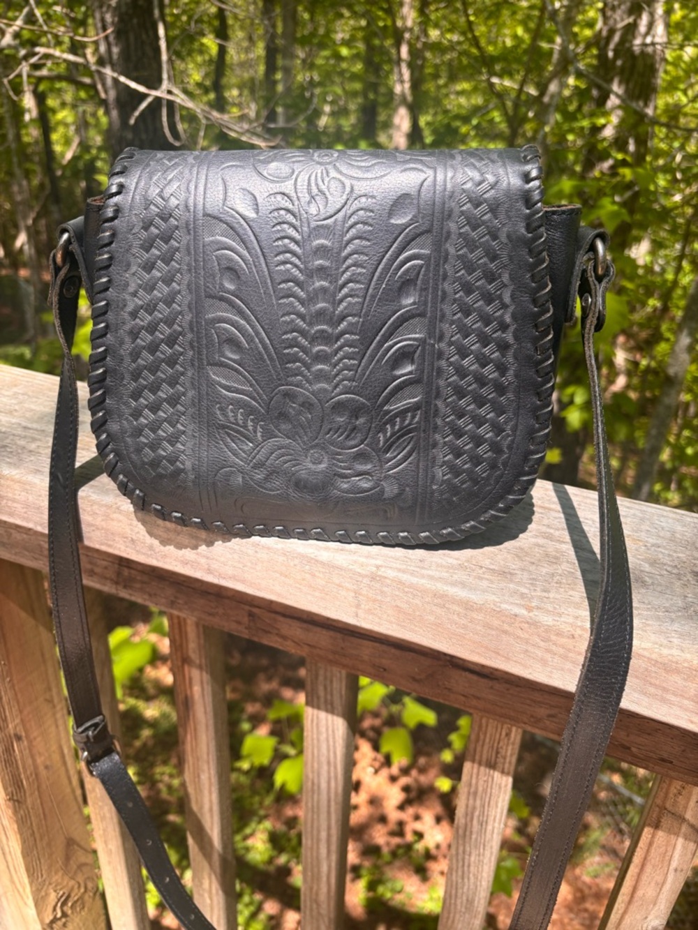 Patricia Nash Tooled Leather Saddle Crossbody Bag P453209